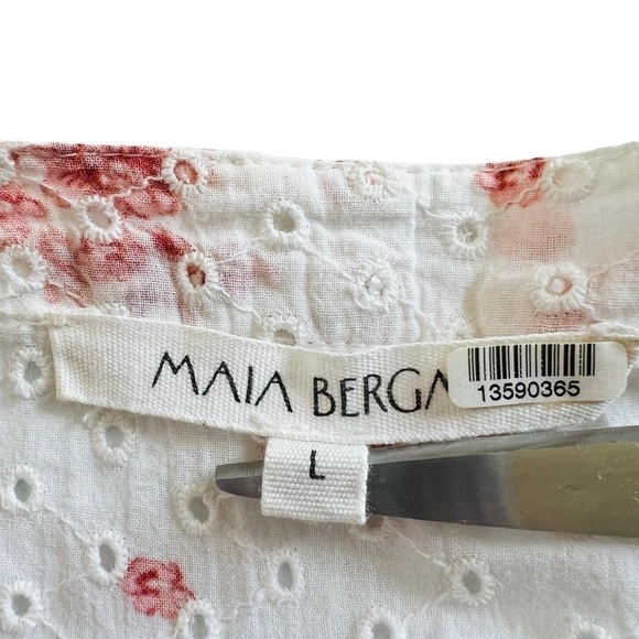 Maia Bergman Ines Floral Eyelet Wrap Mini Dress Size L - Picture 11 of 16